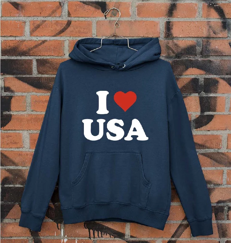 I Love USA Unisex Hoodie for Men/Women Hoodie with Thumb Holes Functional Cozy