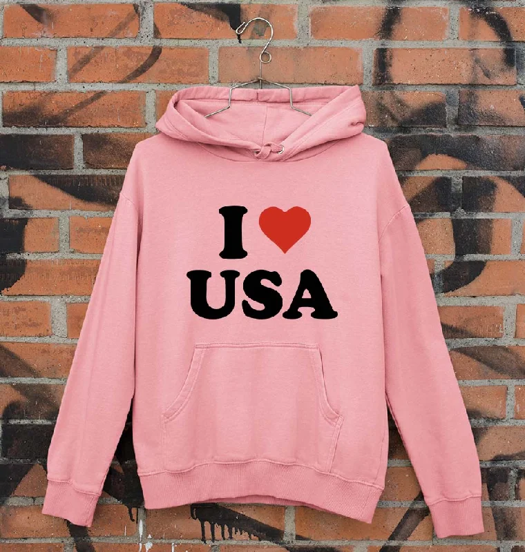 I Love USA Unisex Hoodie for Men/Women Hoodie with Drawcord Adjustable Secure