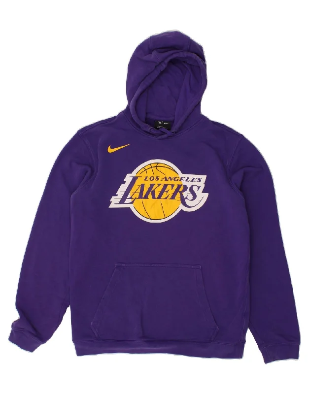 NIKE Mens Lakers Graphic Hoodie Jumper Medium Purple Cotton Hoodie Dress Longline Feminine