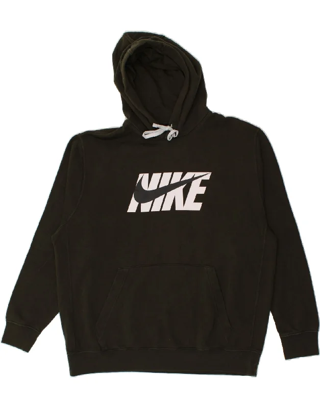 NIKE Mens Tall Graphic Hoodie Jumper XL Green Cotton Hooded Sweatshirt Casual Wear Street Style