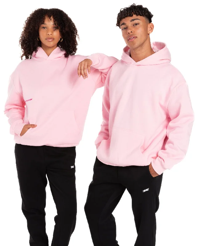 Offset Hoodie - Pink Hoodie with Cuffed Sleeves Snug Secure