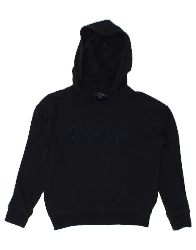 POLO RALPH LAUREN Boys Graphic Hoodie Jumper 15-16 Years XL Navy Blue Hoodie with Button Placket Classic Preppy