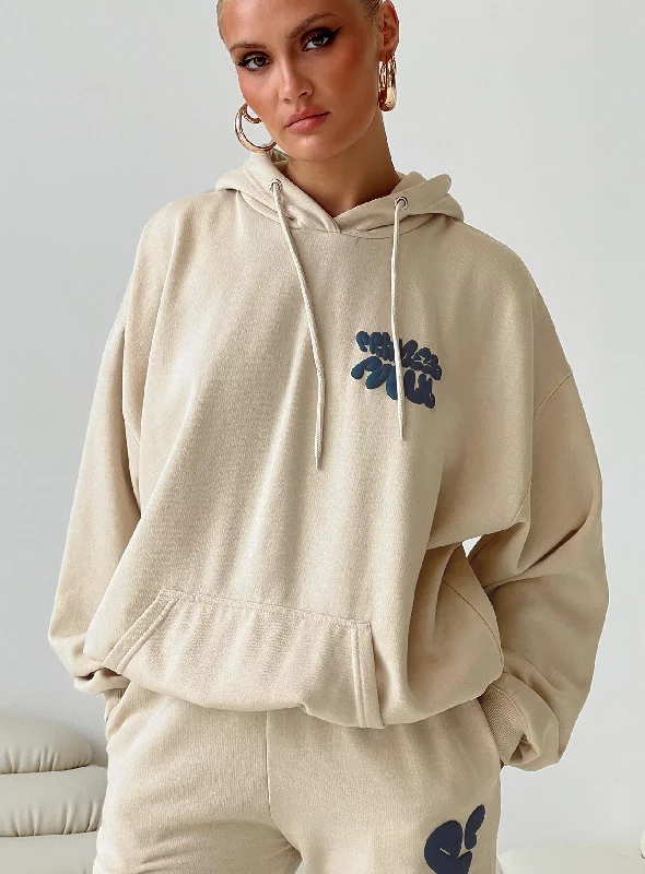 Princess Polly Hooded Sweatshirt Bubble Text Stone / Slate Hoodie with Applique Textured Unique