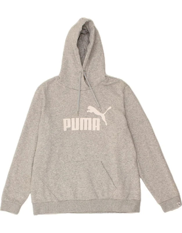 PUMA Womens Graphic Hoodie Jumper UK 18 XL Grey Cotton Hoodie with Rolled Sleeves Casual Relaxed