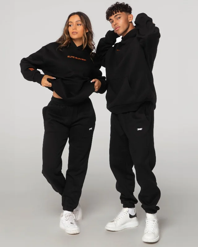 Registered Hoodie - Black/Orange Hoodie with Ribbed Hem Stretchable Secure