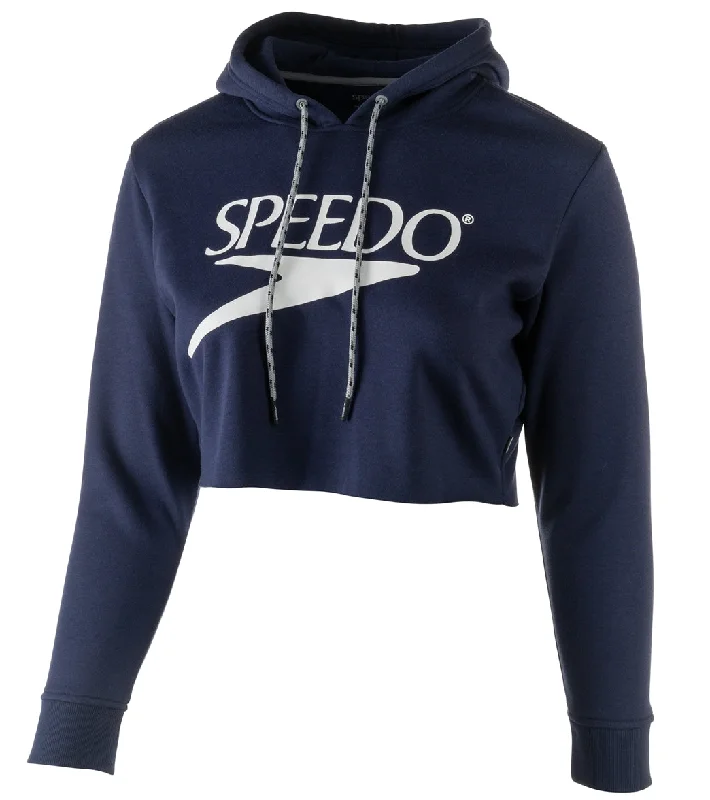 Speedo Women's Vintage Cropped Hoodie Hoodie with Rolled Sleeves Casual Relaxed