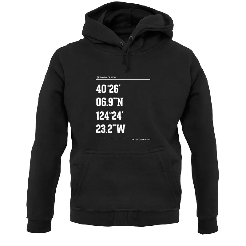 Surfing Coordinates Lostcoast Unisex Hoodie Hoodie with Contrast Stitching Detailed Premium