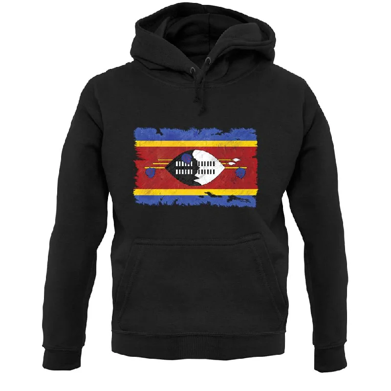 Swaziland Grunge Style Flag Unisex Hoodie Hoodie with Zipper Placket Modern Functional