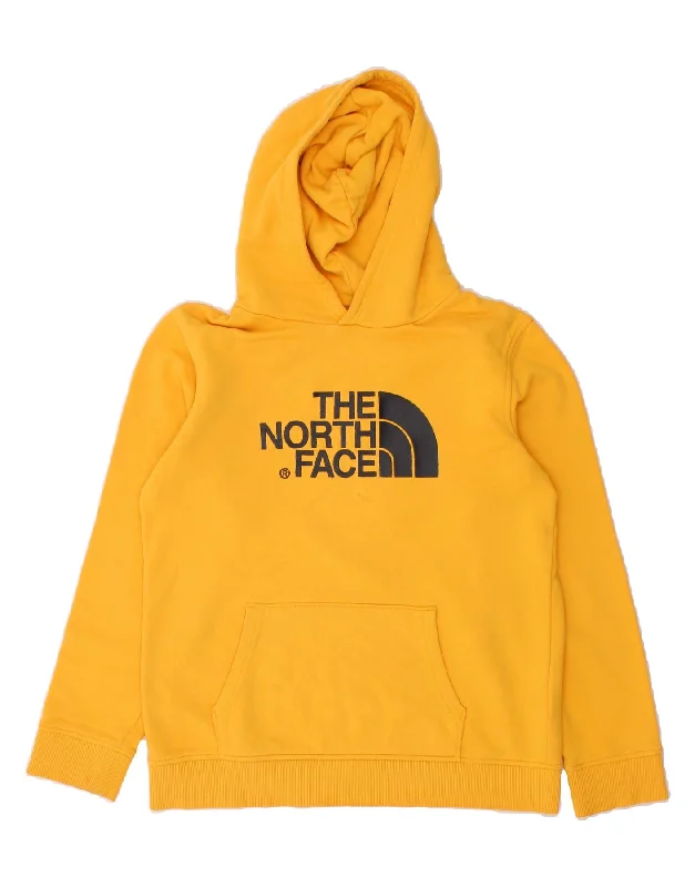 THE NORTH FACE Boys Graphic Hoodie Jumper 14-15 Years XL Yellow Cotton Hoodie with Turtle Neck Cozy Winter