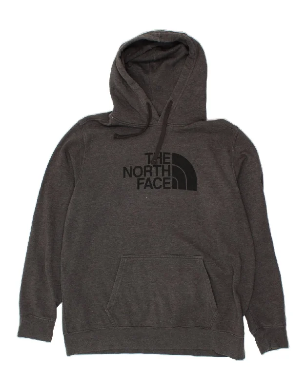 THE NORTH FACE Mens Graphic Hoodie Jumper XL Grey Cotton Hoodie with Hem Contrast Bold Stylish