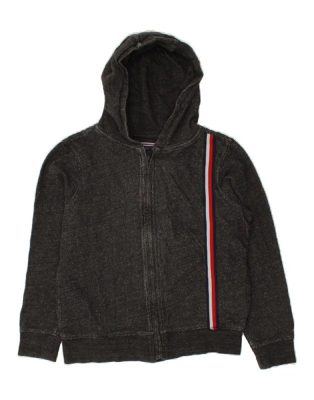 TOMMY HILFIGER Boys Zip Hoodie Sweater 11-12 Years Grey Flecked Cotton Hoodie with Oversized Fit Loose Comfortable