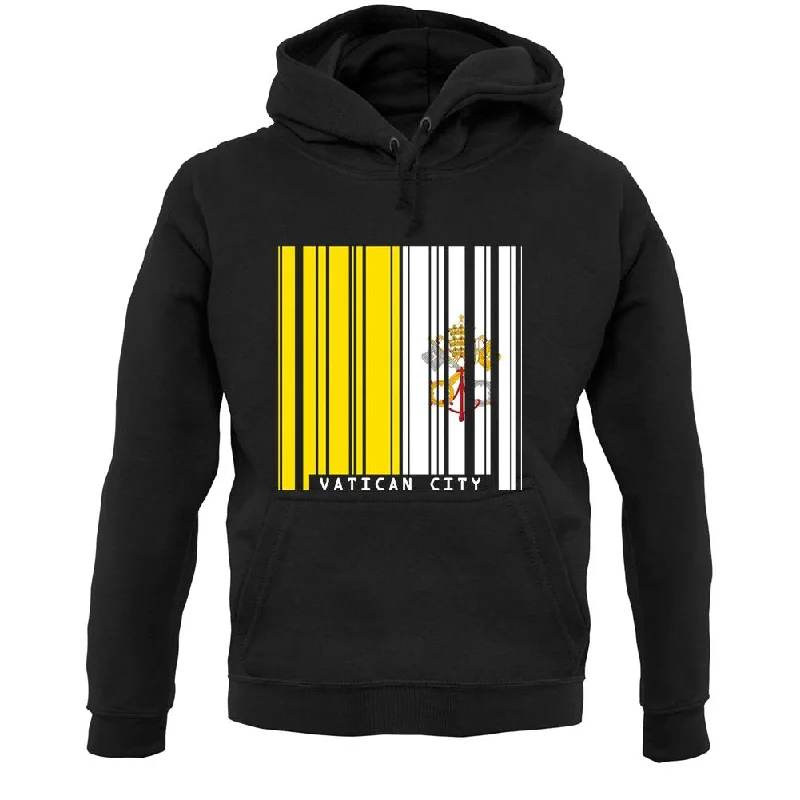 Vatican City Barcode Style Flag Unisex Hoodie Hoodie with Velcro Closure Adjustable Secure