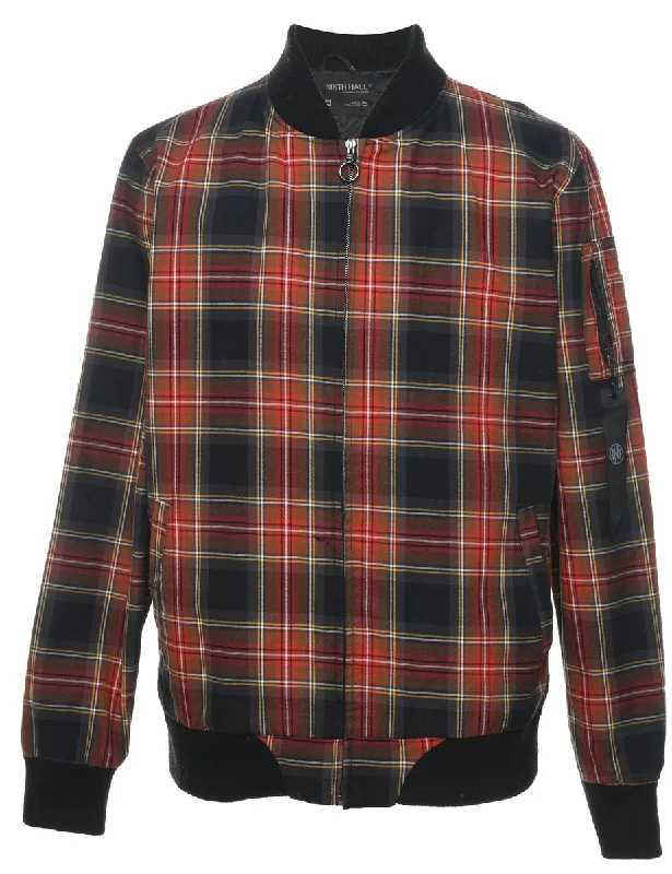 1990s Tartan Bomber Jacket - M Cardigan Sweater Pullover