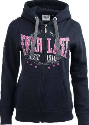 3 x Everlast Womens Navy Heritage Zip Hoodie Jacket Front Pockets Side Pockets Patch Pockets