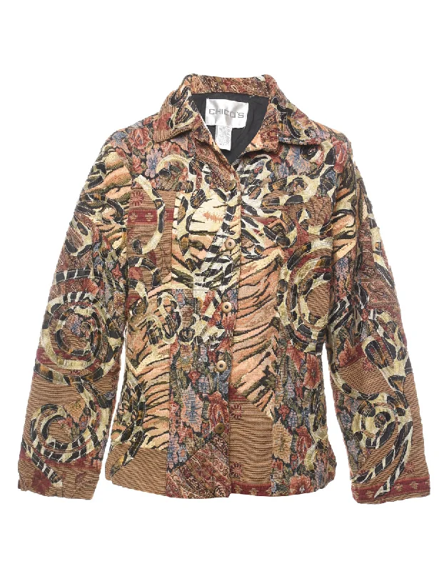 Abstract Floral Pattern Multi-Colour Tapestry Jacket - S Cardigan Sweater Pullover