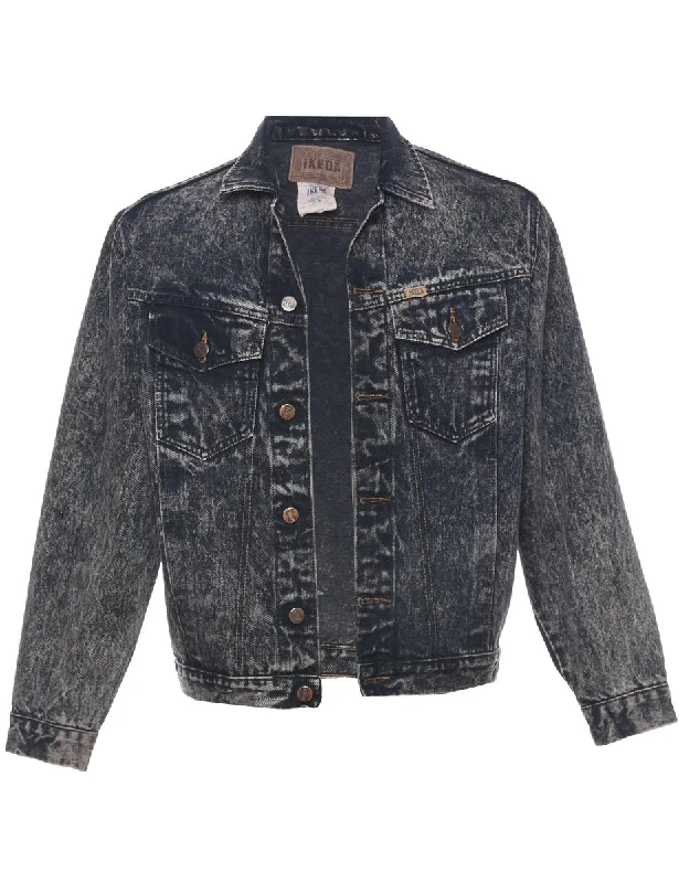 Acid Wash Denim Jacket - M Herringbone Jacket Checkered Jacket Solid Jacket