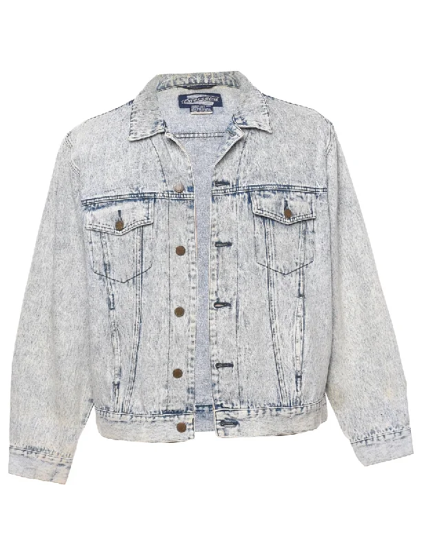 Acid Wash Denim Jacket - M V-Neck Jacket Boat Neck Jacket Square Neck Jacket