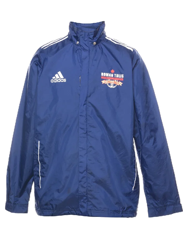 Adidas Classic Navy Nylon Jacket - M Fleece Jacket Down Jacket Feather Jacket