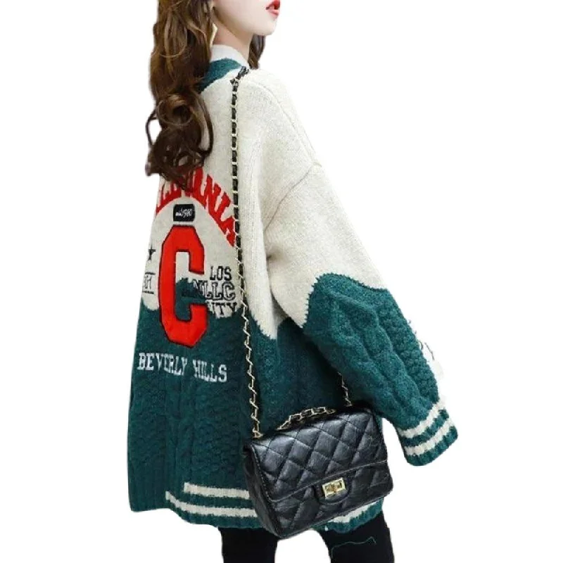 California Cheerleader Cardigan Women's Cardigan Embroidery Patchwork Sweater Jacket Kawaii Cute Girls Cardigan Insulated Jacket Fitted Jacket Loose Jacket