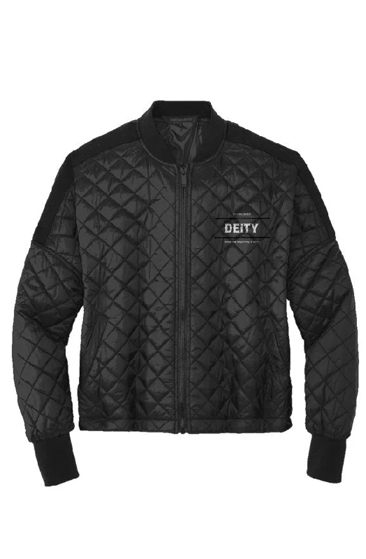 Deity Womens Boxy Quilted Jacket Chenille Fabric Brocade Fabric Lace Fabric