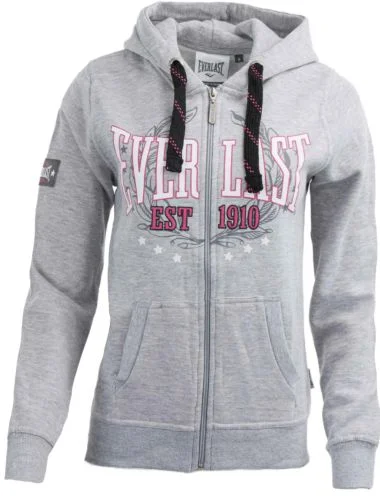 Everlast Womens Grey Heritage Zip Hoodie Jacket Denim Fabric Leather Fabric Suede Fabric