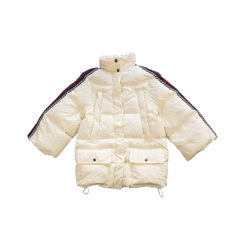 Gucci 'Web' Puffer Jacket - Women's 36 Oversized Jacket Tailored Jacket Straight Jacket