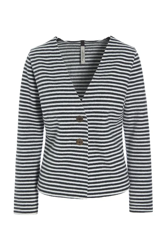 JACKET - 7167 - STRIPES B&W Print Jacket Jacquard Jacket Embroidered Jacket