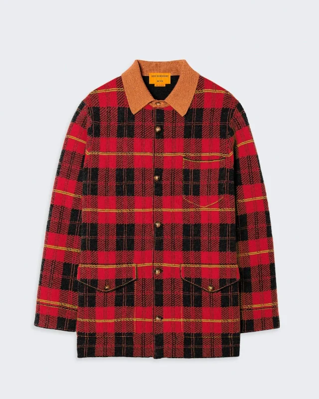 Tartan Industry Jacket - True Red Combo Herringbone Jacket Checkered Jacket Solid Jacket