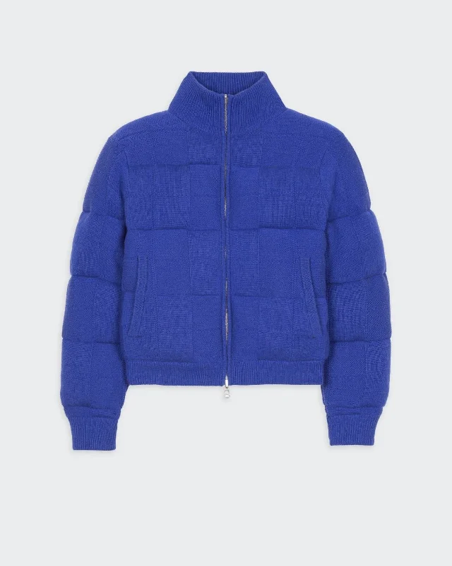 Quilted Puffer Jacket - Cobalt Faux Fur Jacket Real Fur Jacket Shearling Jacket