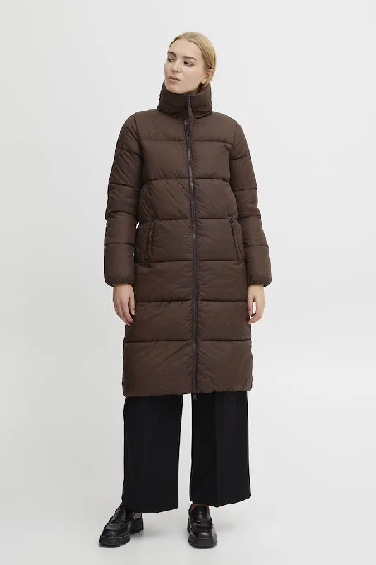 The Bomina Puffer Long Jacket - Java Faux Fur Fabric Real Fur Fabric Shearling Fabric