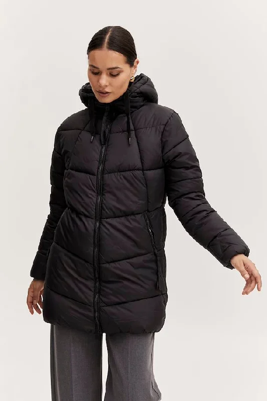 The Canyon Puffer Jacket - Black Nylon Fabric Polyester Fabric Spandex Fabric