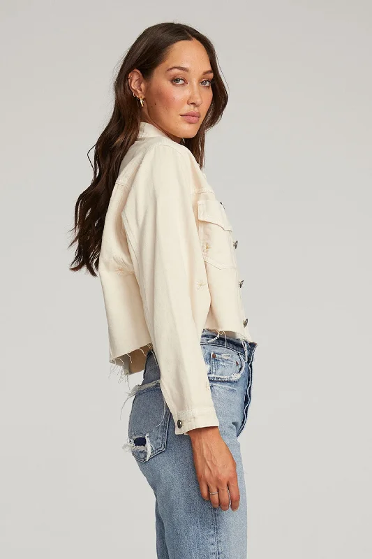 The Korin Denim Jacket by Saltwater Luxe - Salt Denim Fabric Leather Fabric Suede Fabric