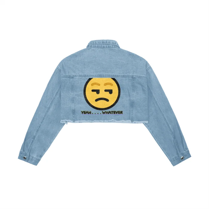 Yeah Whatever Women's Crop Raw Hem Denim Jacket Jacket Blazer Coat