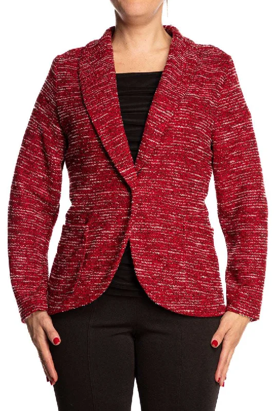 Women's Jacket red Textured Stretch Fabric Flattering fit Made in Canada Yvonne Marie Boutiques Fitted Jacket Loose Jacket Oversized Jacket