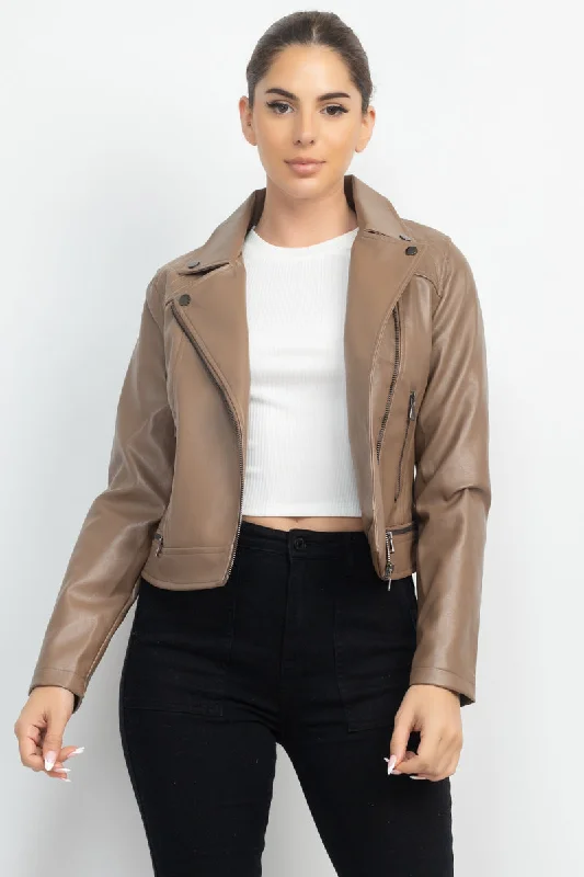 Zippered Notch Lapel Rider Jacket - 3 colors Zippered Jacket Buttoned Jacket Snapped Jacket