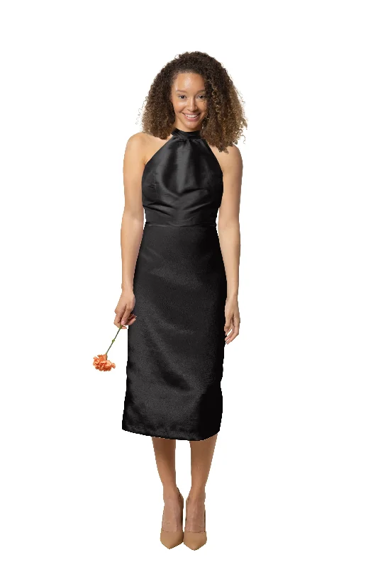 Abby Bodice with Straight Skirt Midi in Classic Faille velvet skirt glossy