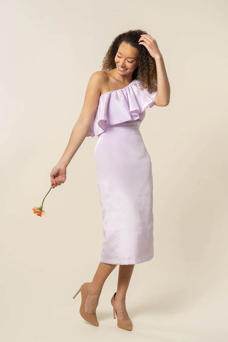 Ella Bodice with Straight Midi Skirt in Shantung chiffon skirt delicate