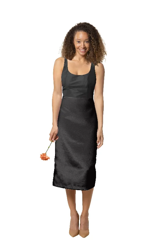 Emily Bodice with Straight Midi Skirt in Shantung cashmere skirt fine