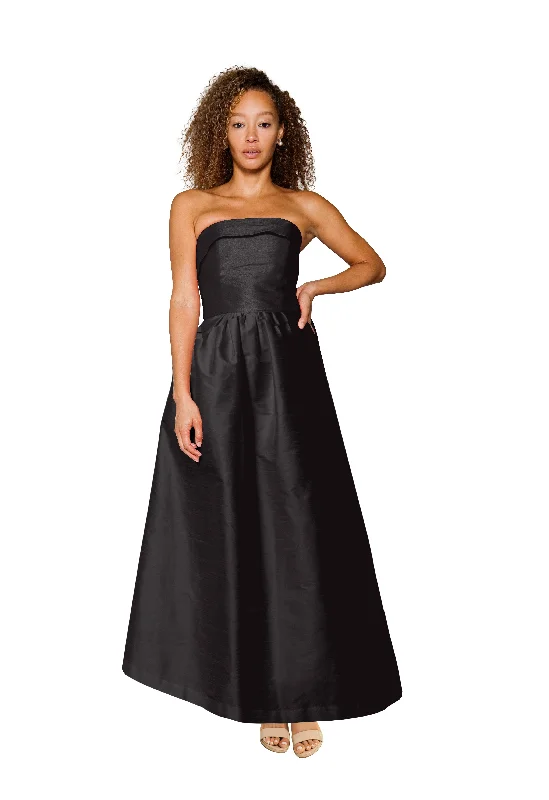 Eva Bodice with Gathered Skirt Floor in Classic Faille midi skirt versatile