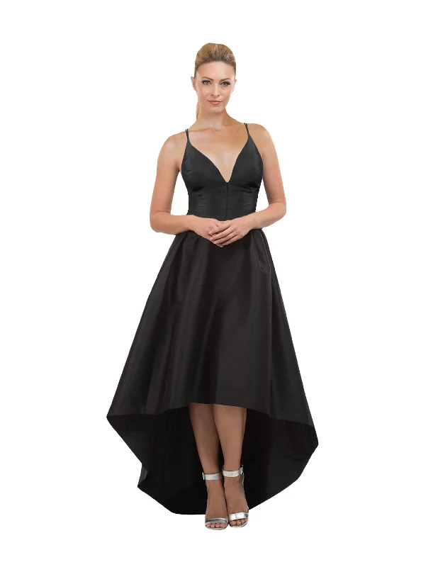 Henley Bodice With Archer High Low Skirt in Classic Faille leather skirt bold