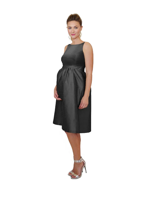 Kyle Bodice With Maternity Midi Skirt in Classic Faille zip skirt side