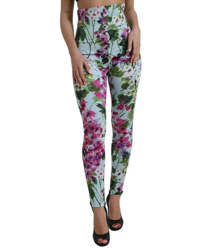 Dolce & Gabbana  Floral Print Leggings for Women Casual Black Leggings