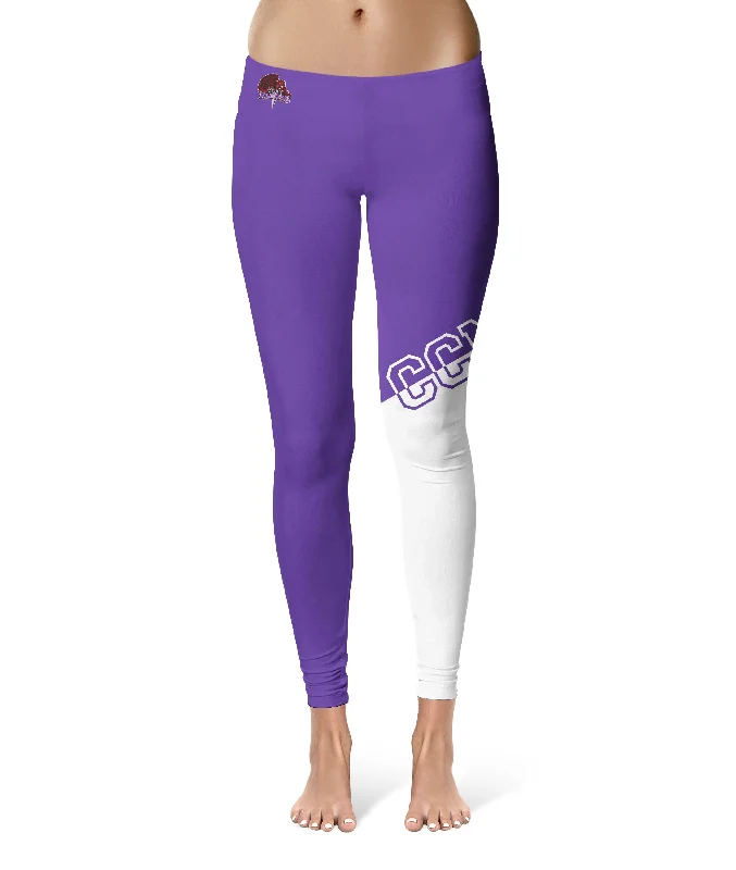 City College of New York Beavers Game Day Leg Color Block Purple White Yoga Leggings for Women by Vive La Fete Comfortable Fleece-Lined Leggings