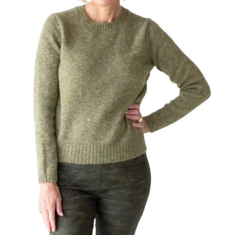 Crewcut Sweater In Moss Chenille Blend Fleece Blend Nylon Blend