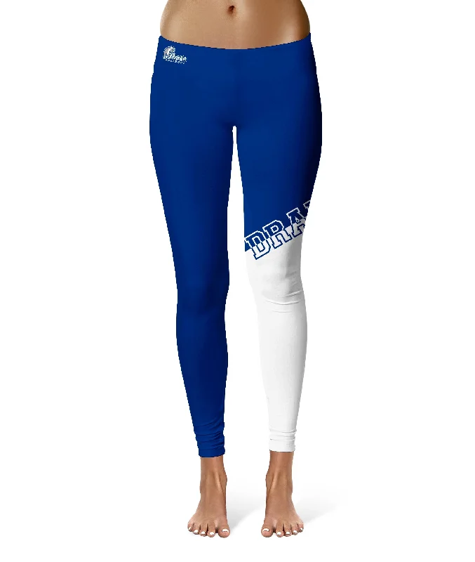 Drake University Bulldogs Game Day Leg Color Block Blue White Yoga Leggings for Women by Vive La Fete Casual Sporty Leggings