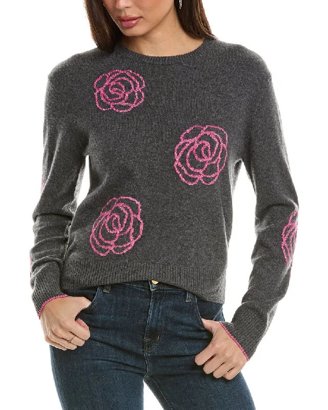 Hannah Rose Rose Stamp Cashmere Sweater Mesh Sweater Canvas Denim