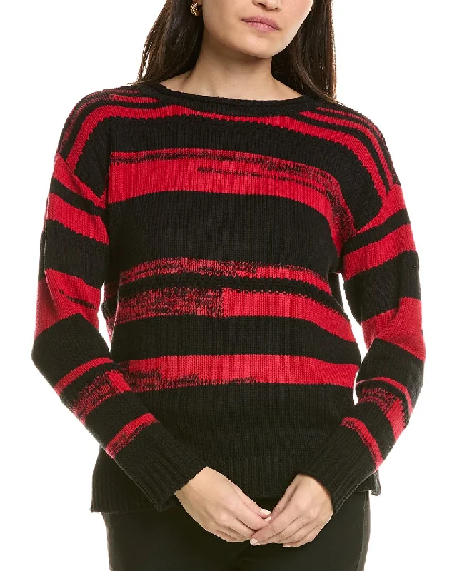 Jones New York Stripe Sweater Glossy Satin Silk