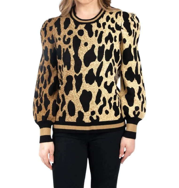 Julia Sweater In Lady Leopard Fitted Slim Tailored