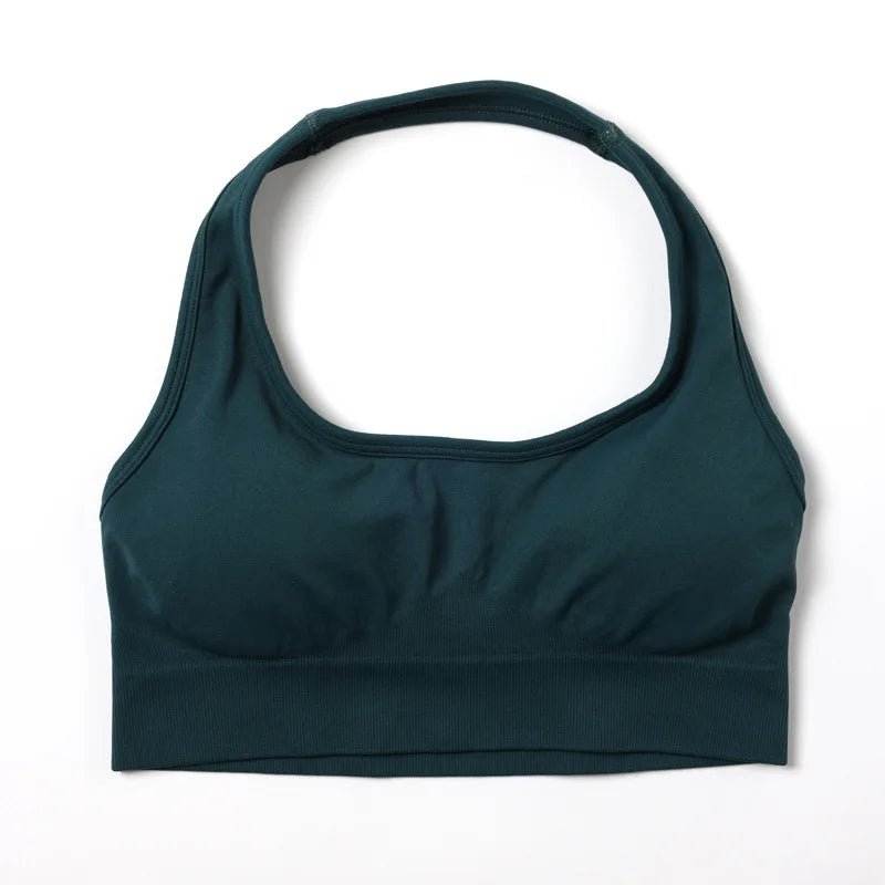 Dark green halter bra