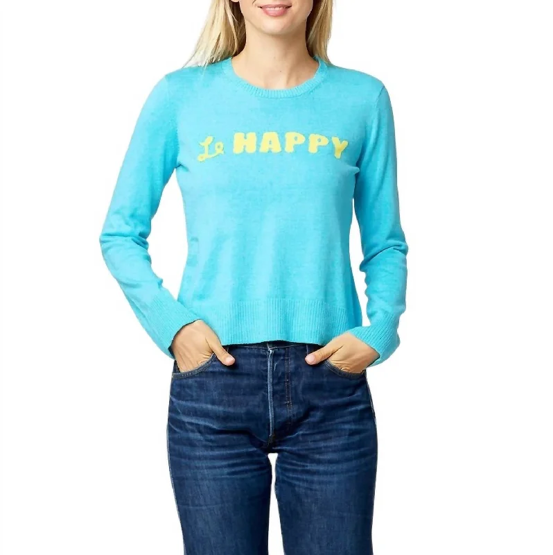 Liz Le Happy Sweater In Saltwater Ribbed Striped Patterned